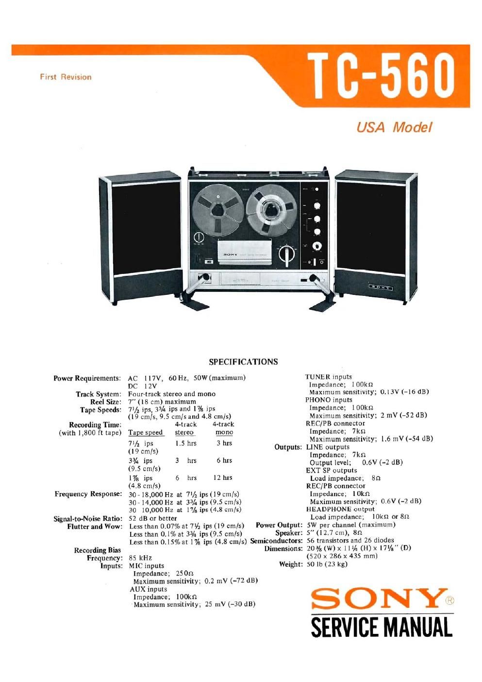 sony tc 560 Service Manual