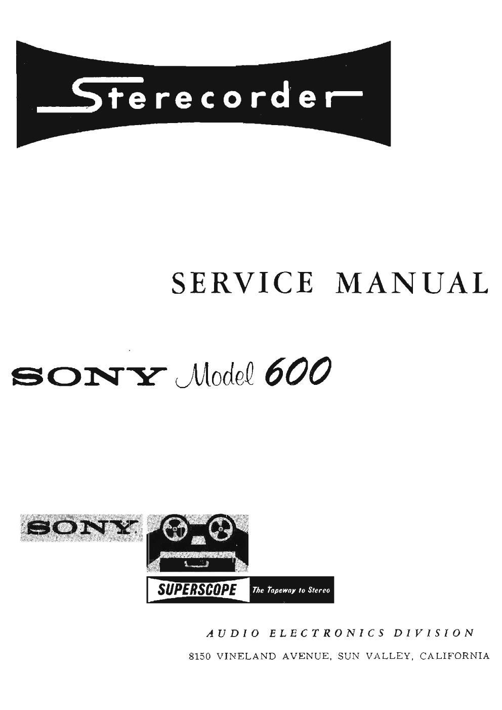 sony tc 600 Service Manual