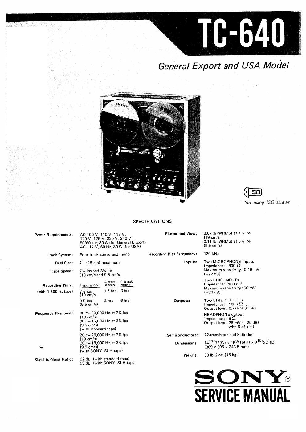 sony tc 640 service manual