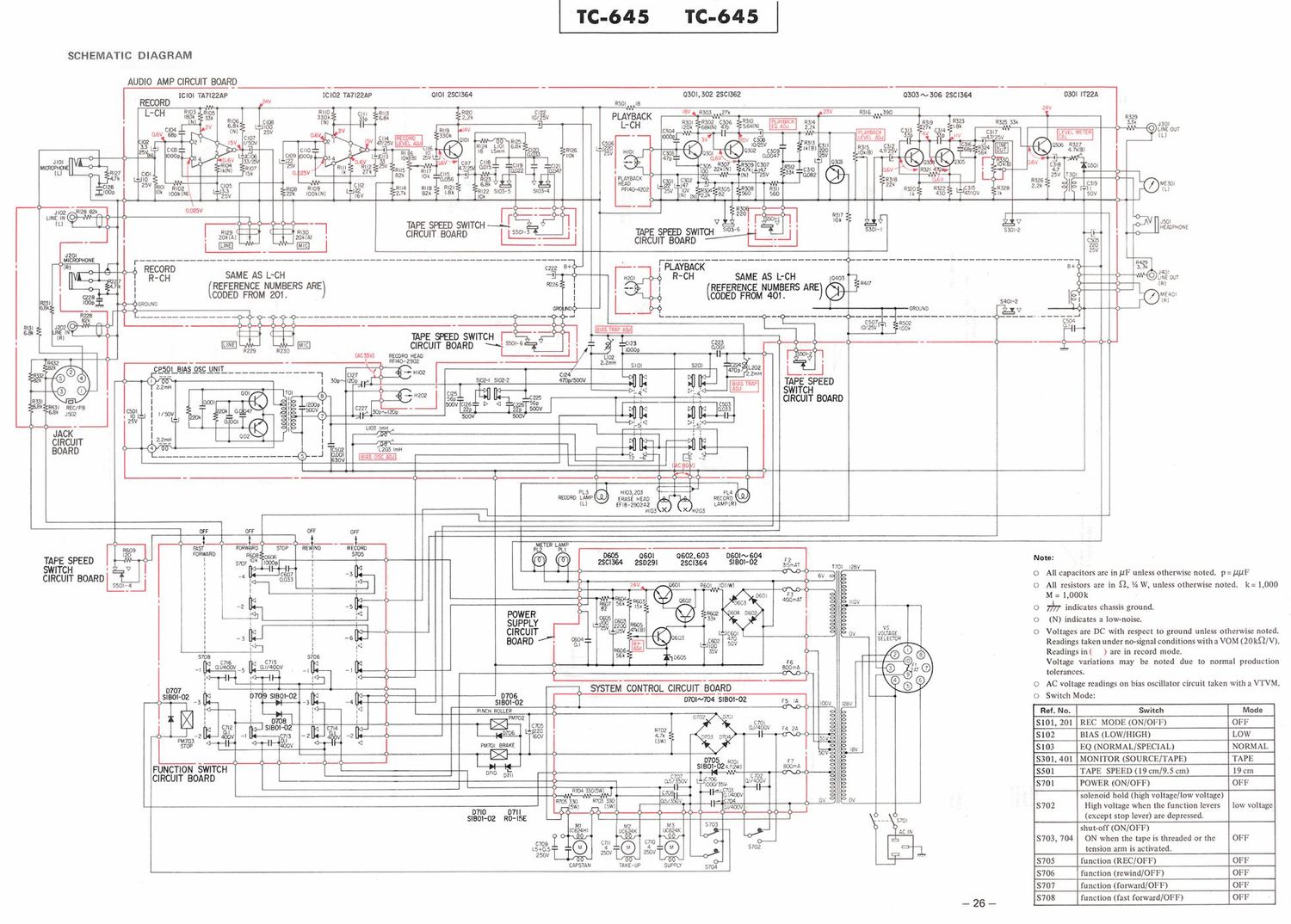 sony tc 645 schematic