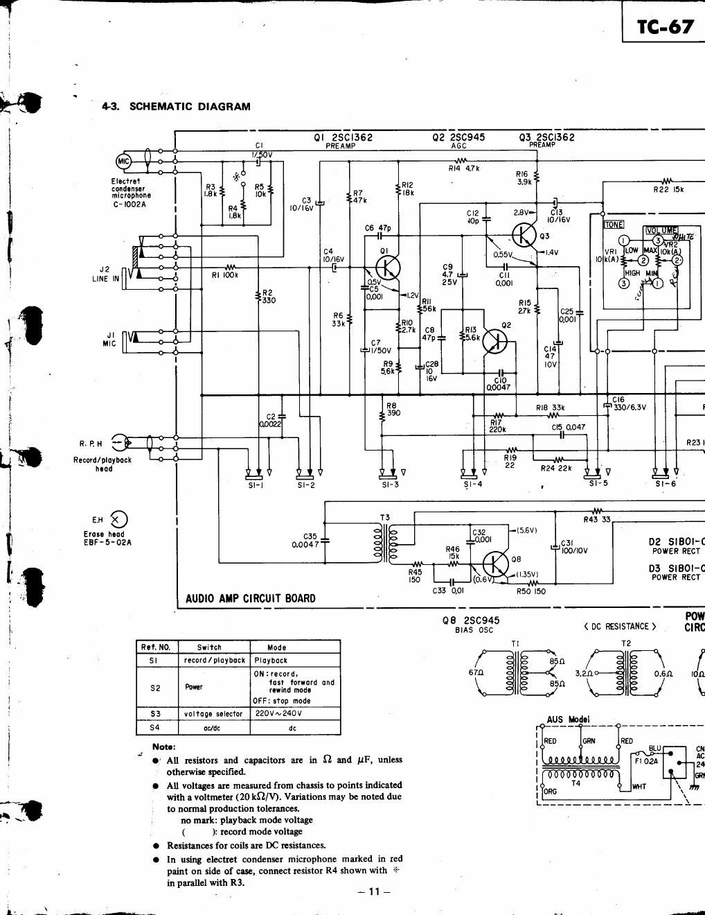 sony tc 67 schematic