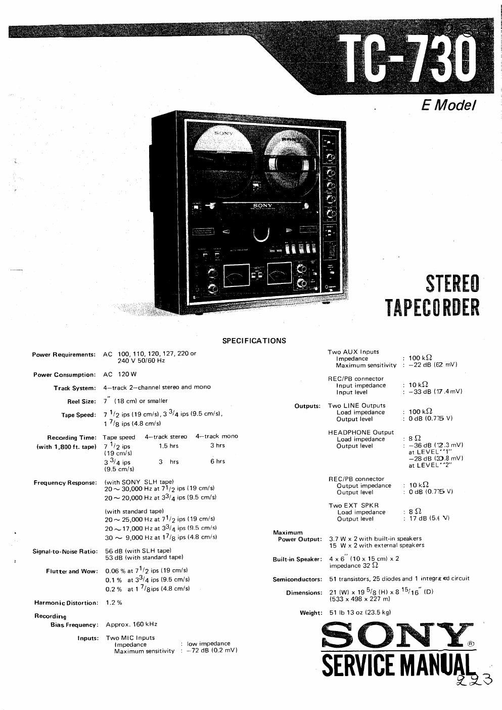 sony tc 730 service manual