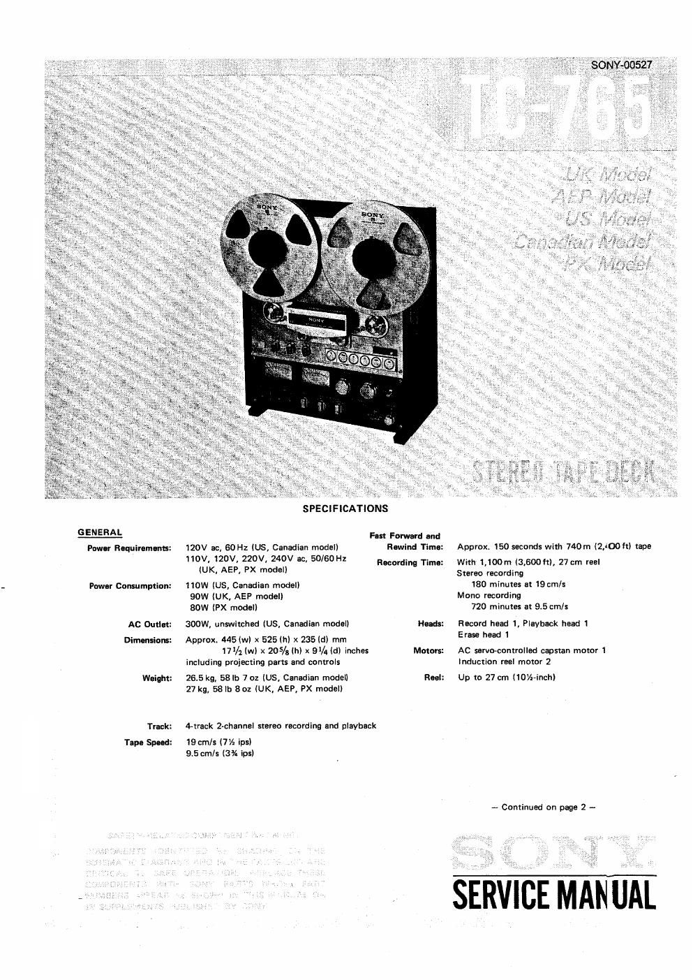 sony tc 765 service manual