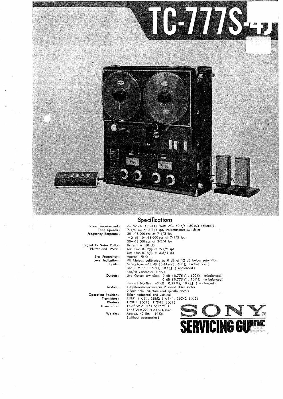 sony tc 777s 4j Service Manual