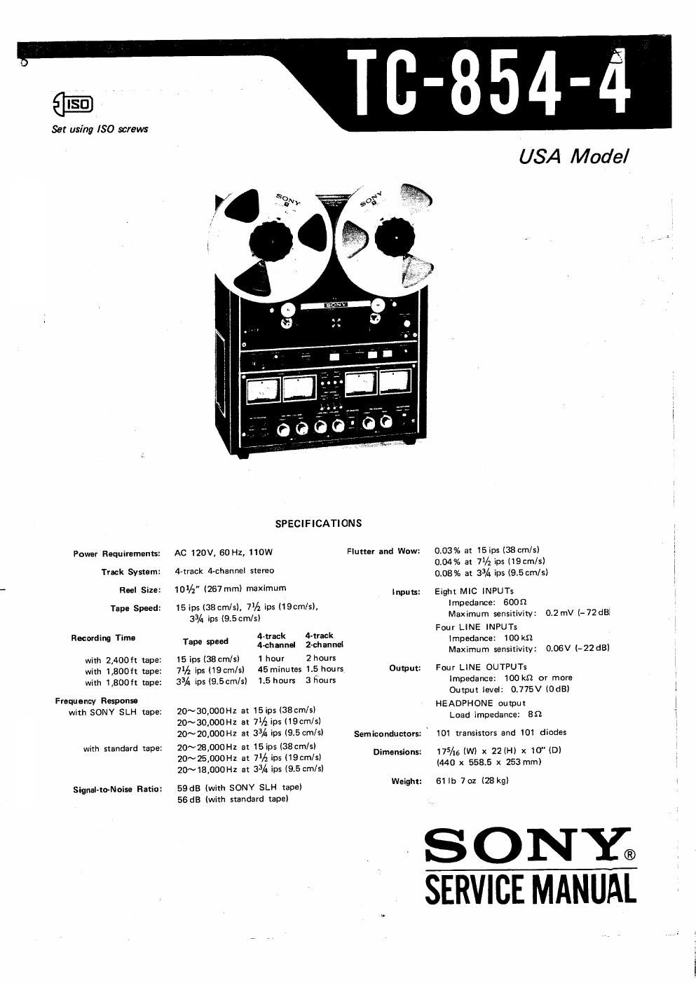 sony tc 854 4 service manual