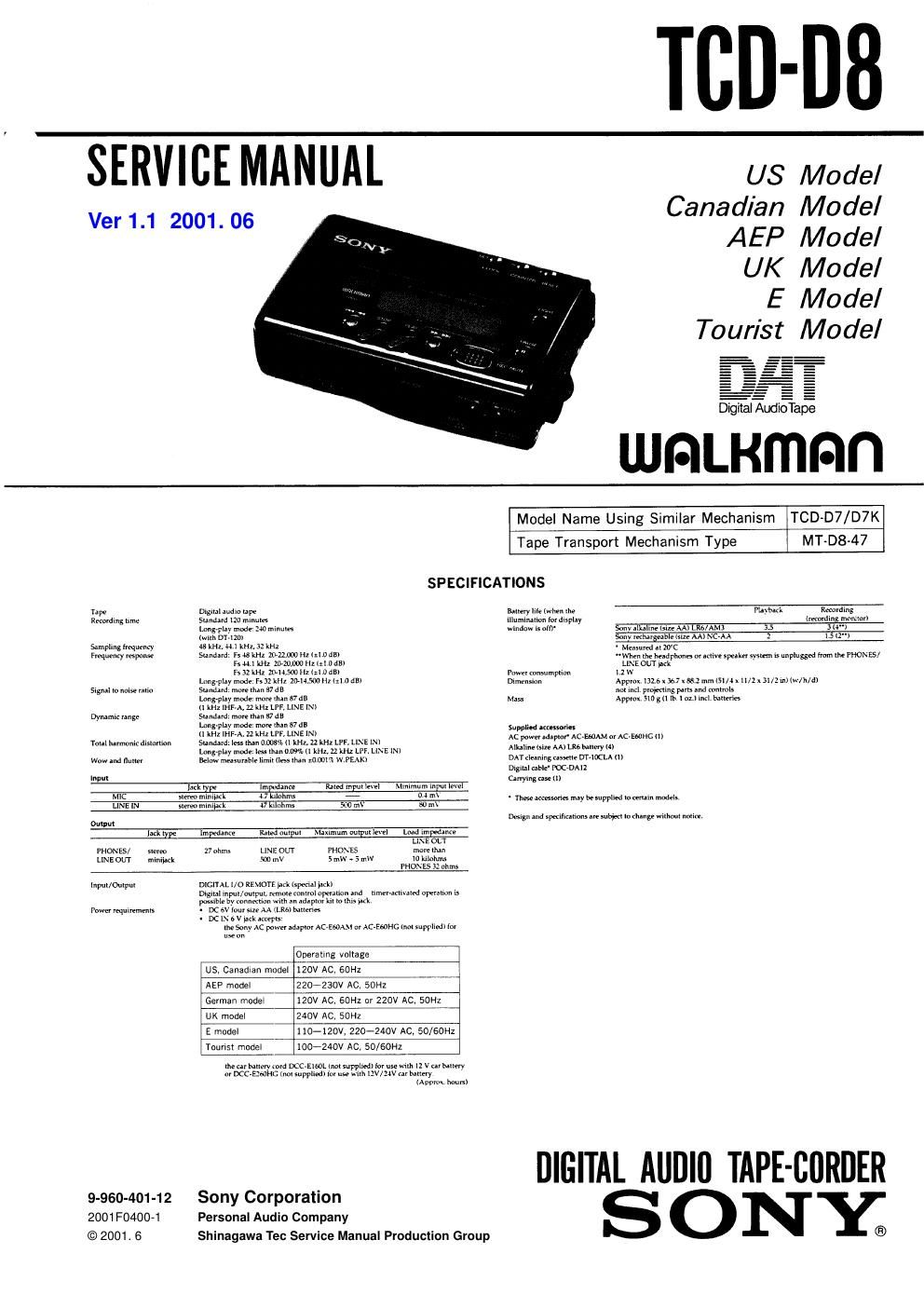 sony tc d d8 ver 1 1