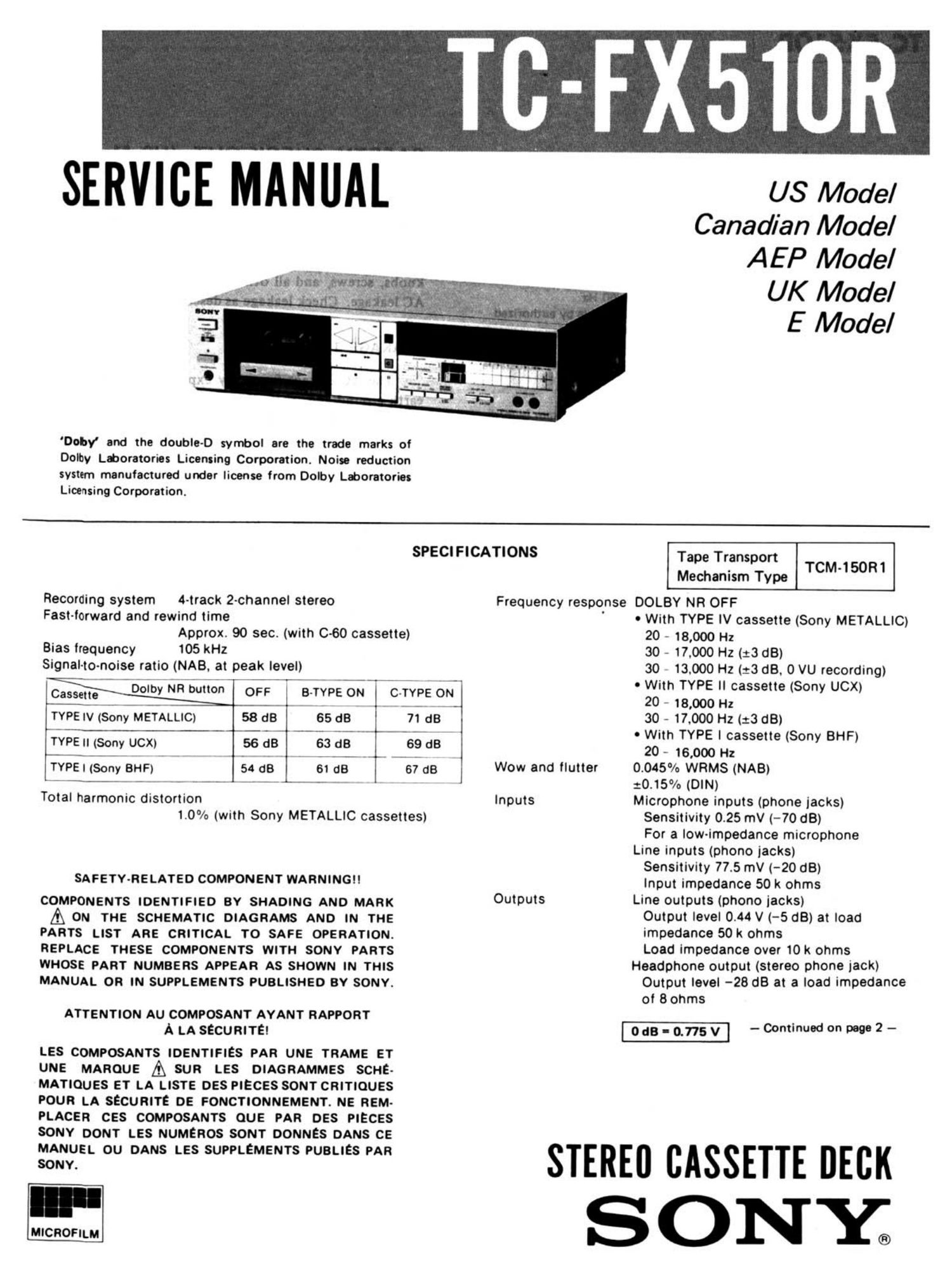 sony tc fx 510 r service manual