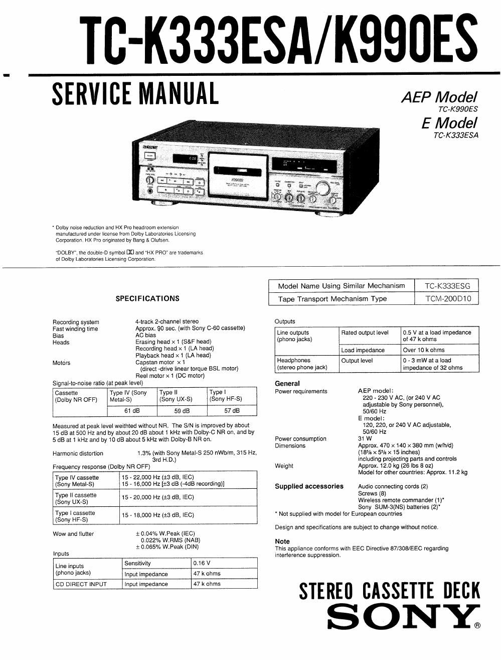 sony tc k 333 esa service manual