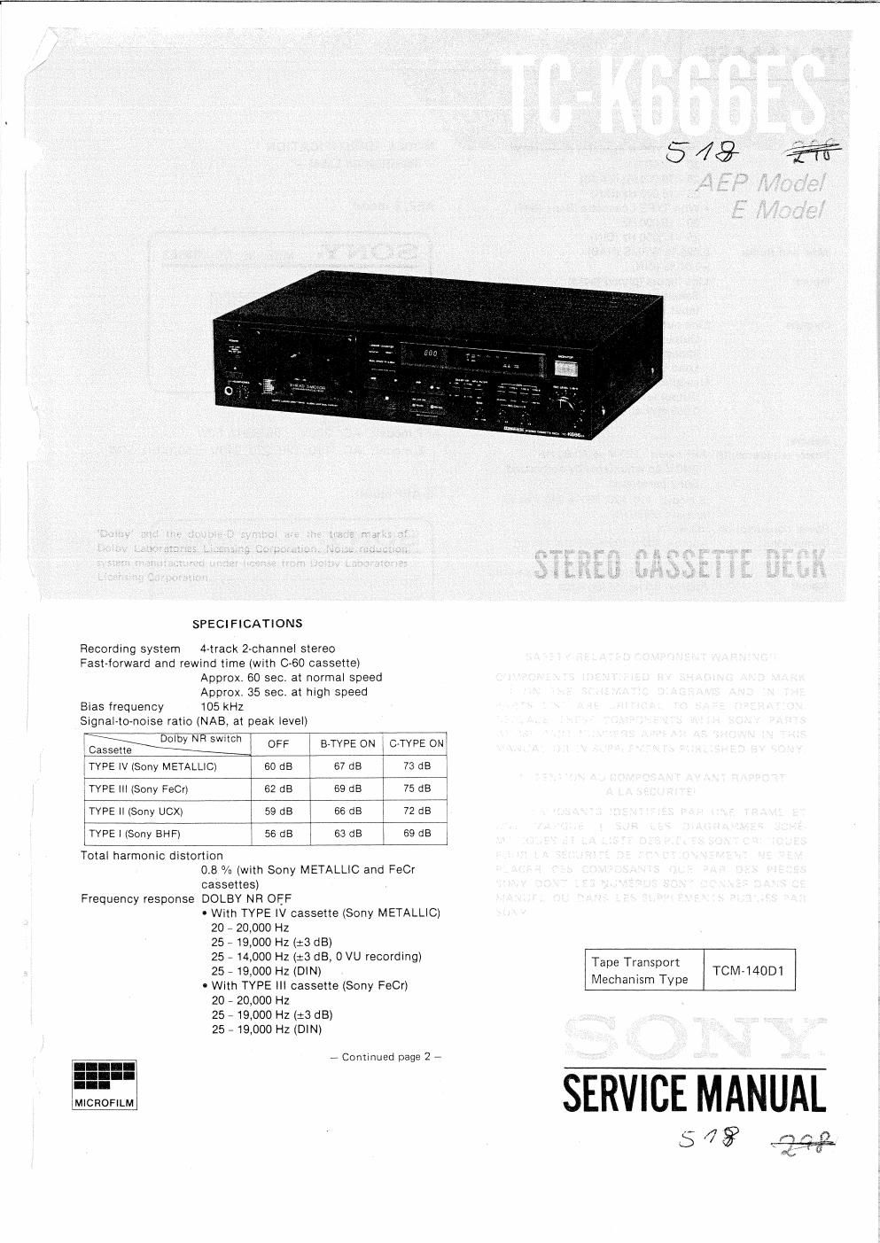 sony tc k 666 es service manual