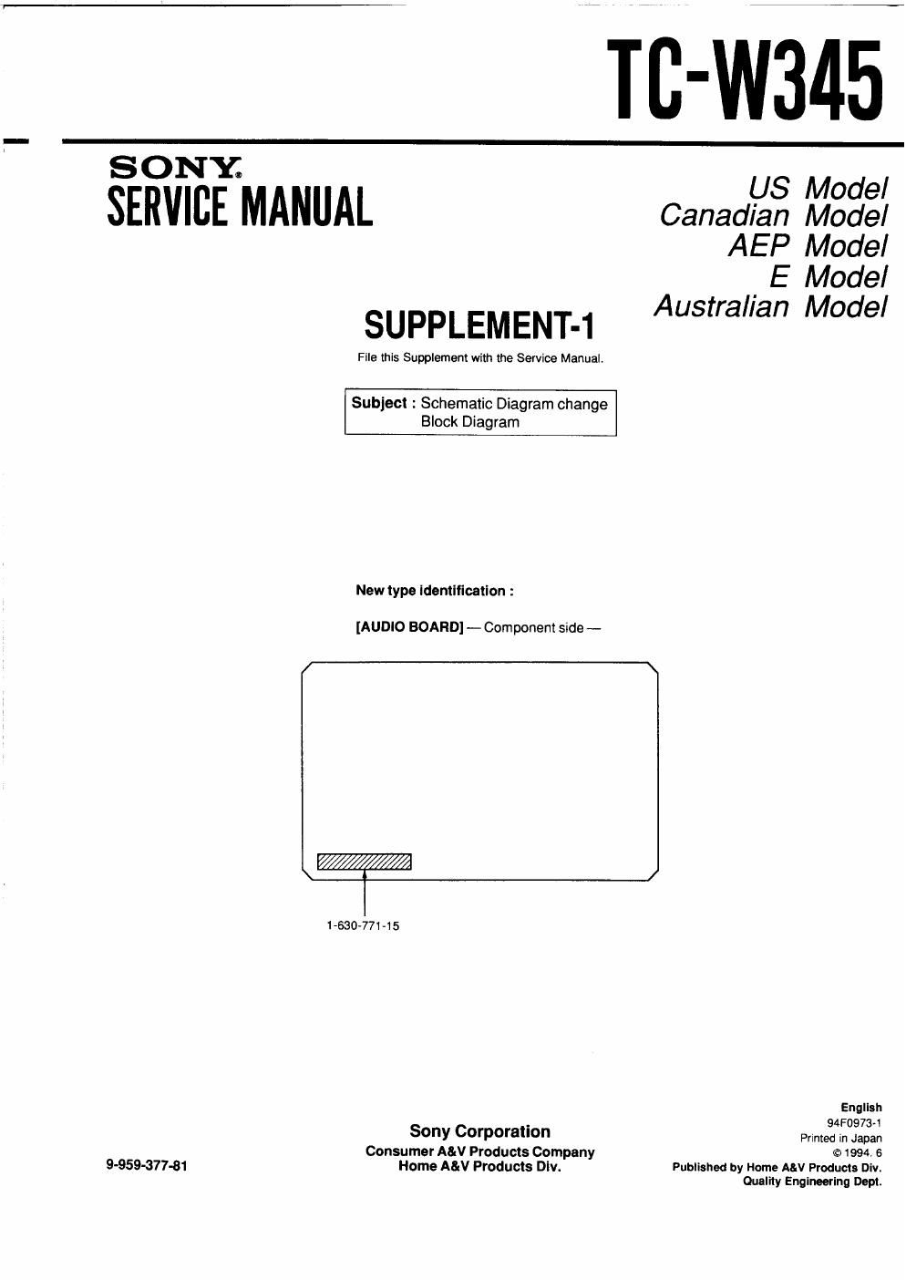 sony tc w 345 service manual