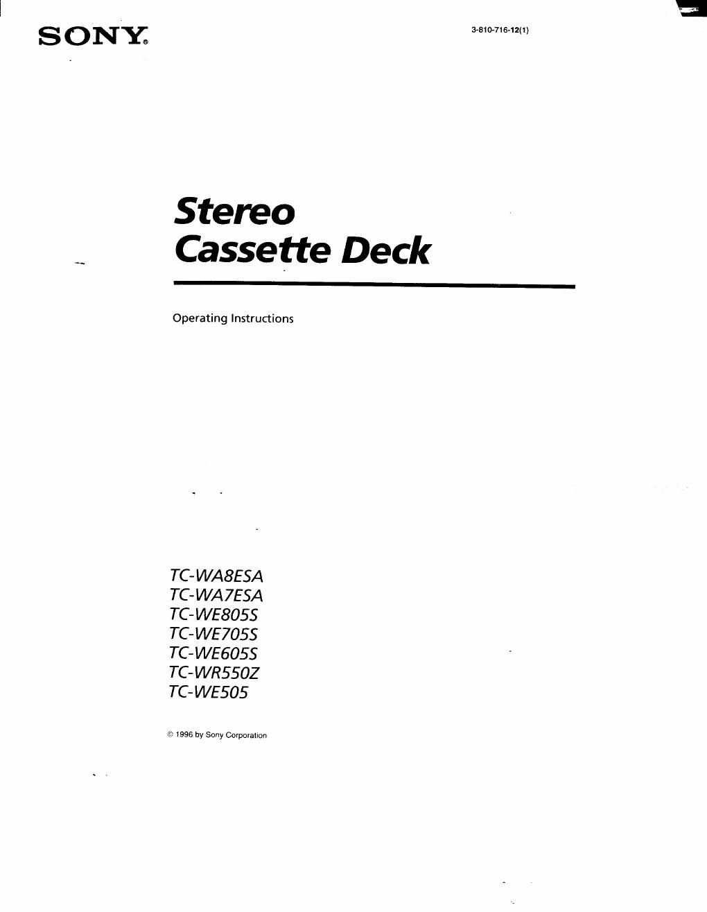 sony tc wa 7 esa owners manual