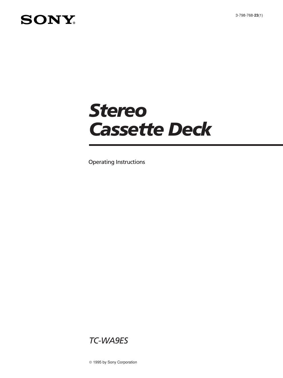 sony tc wa 9 esa owners manual