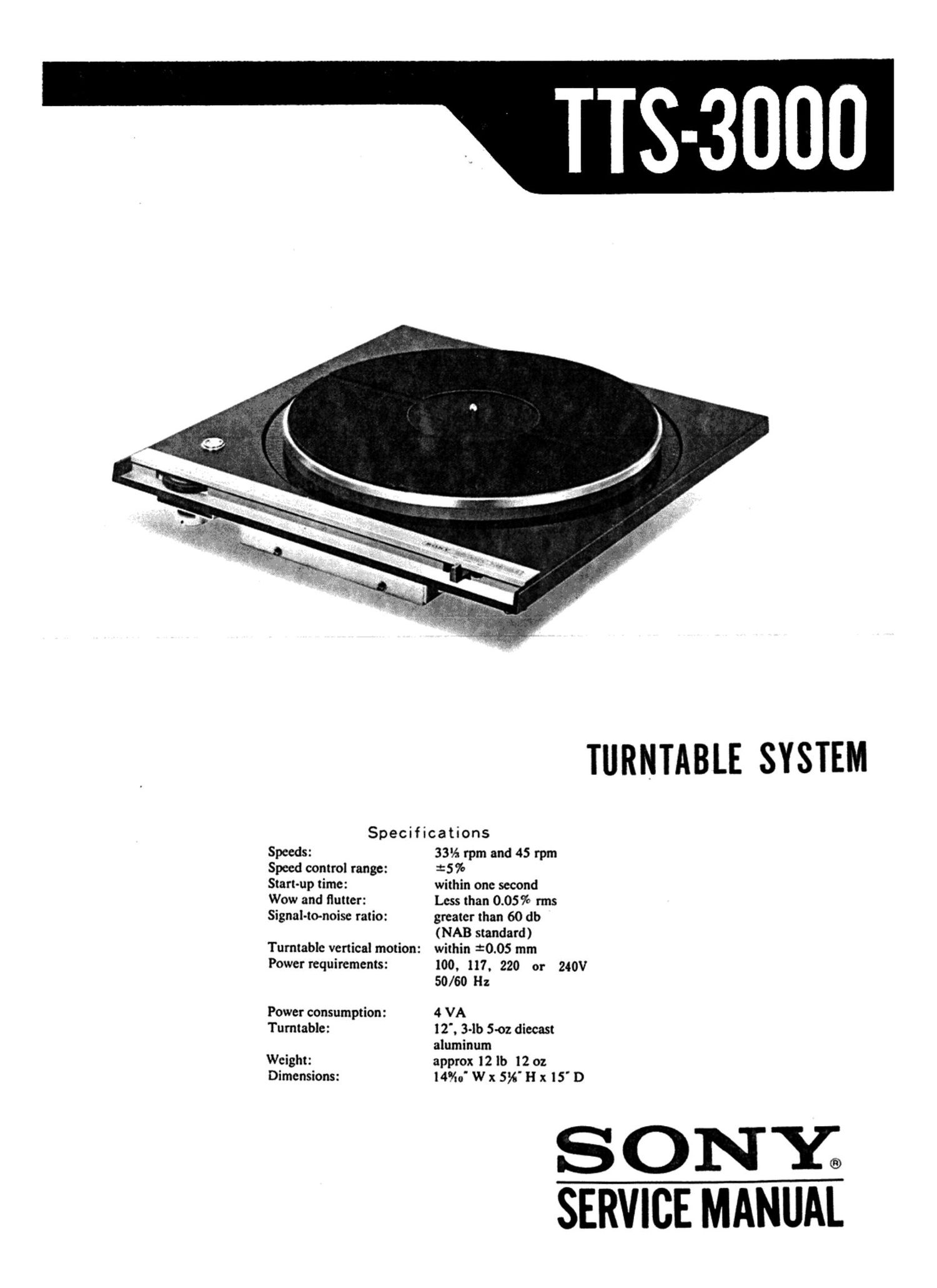 Sony TTS 3000 Service Manual