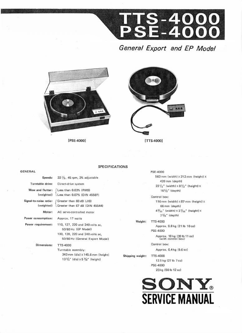 Sony TTS 4000 Service Manual