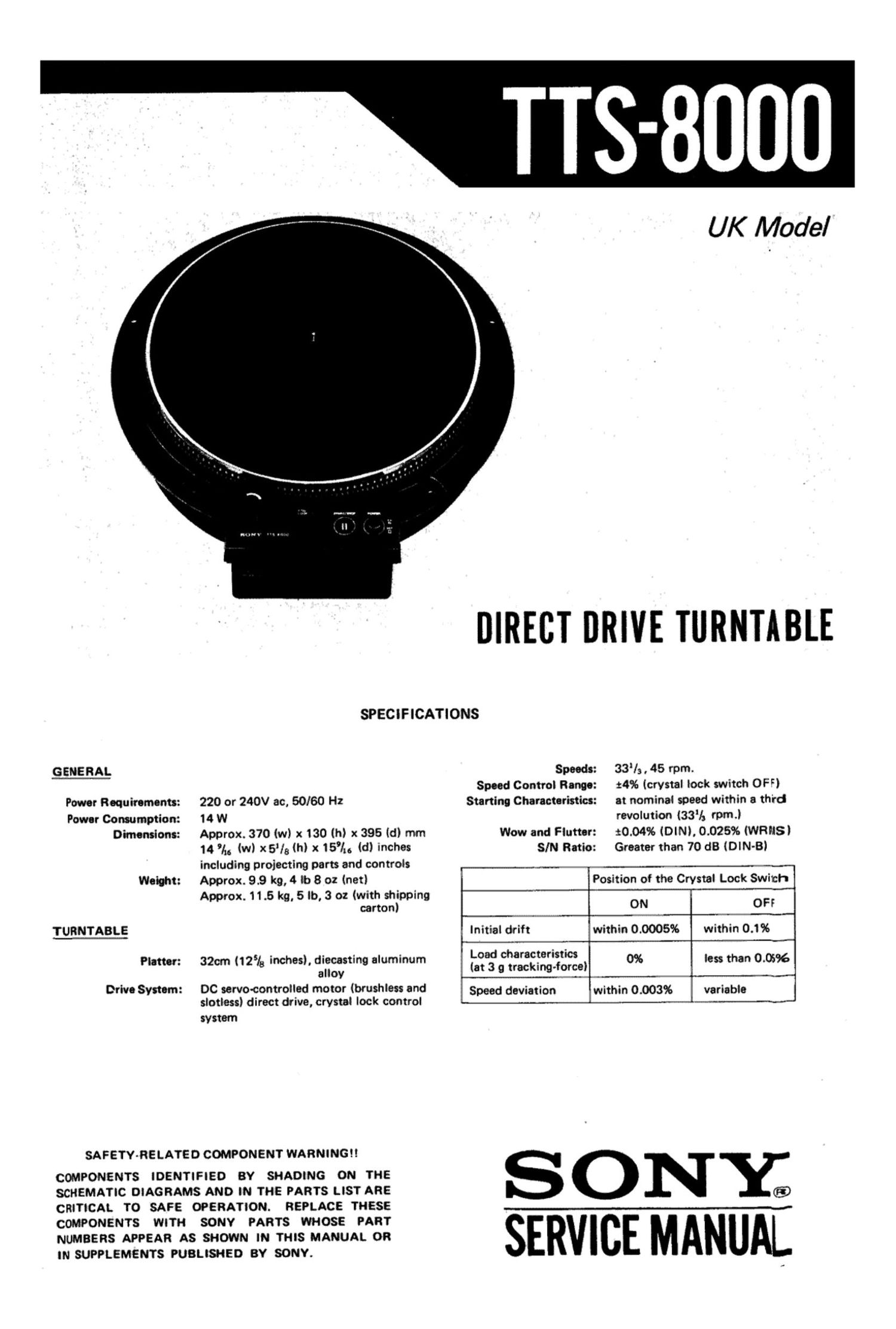 Sony TTS 8000 Service Manual