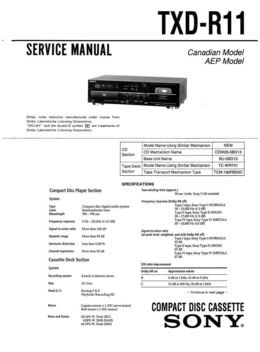 Sony TXDR11 cd sm