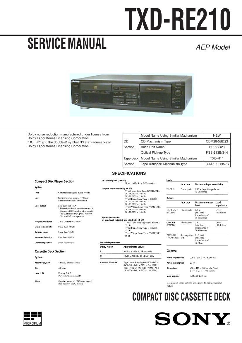 Sony TXDRE210 cd sm