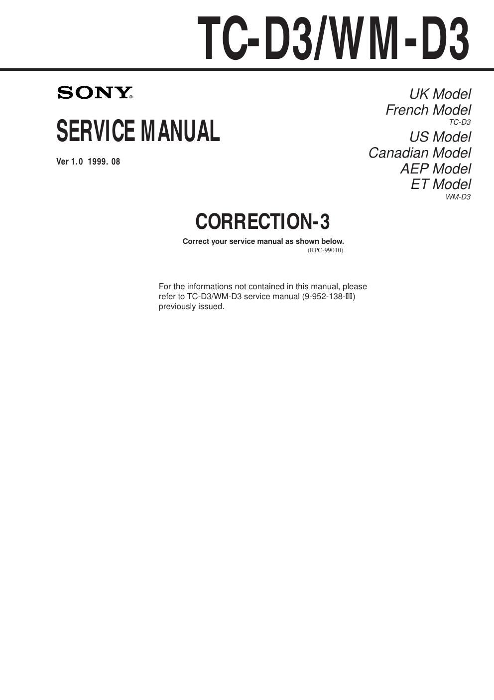 sony wm d 3 service manual