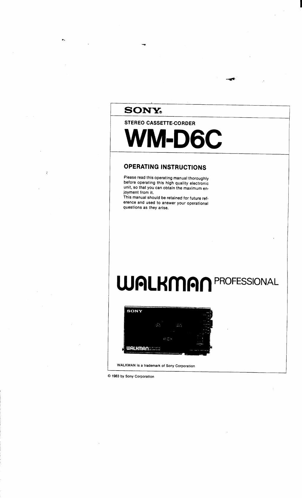sony wm d 6 c owners manual