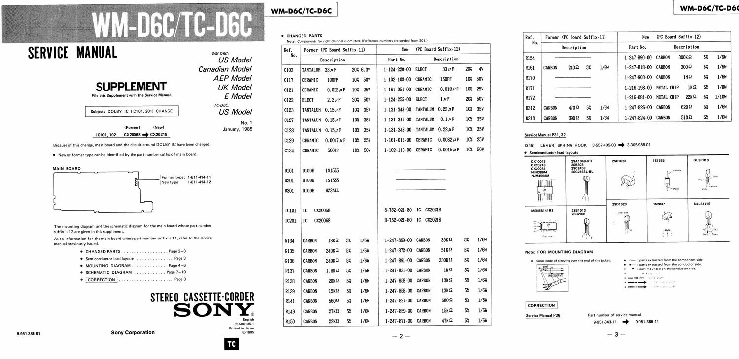 sony wm d 6 c schematic