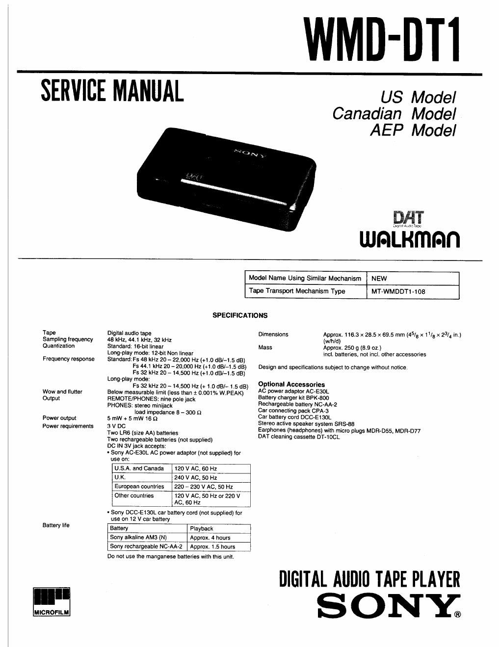 sony wm d dt1 digital audio tape player