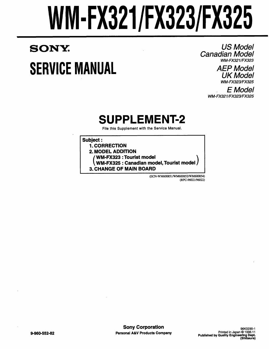 sony wm fx 321 service manual