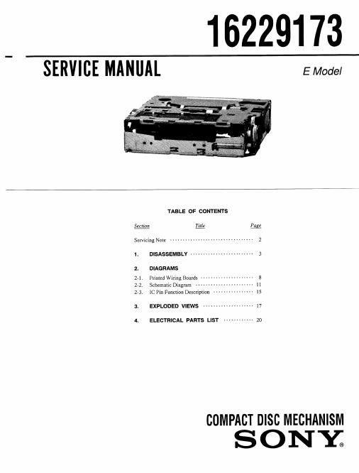 sony 16229173 service manual