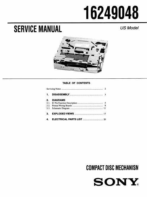 sony 16249048 service manual