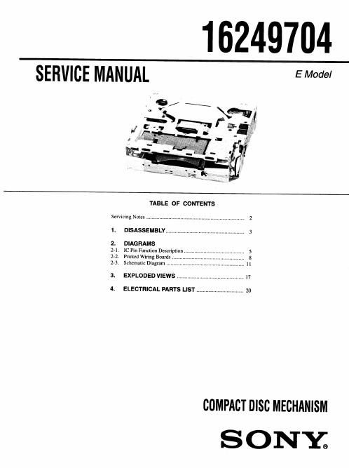 sony 16249704 service manual