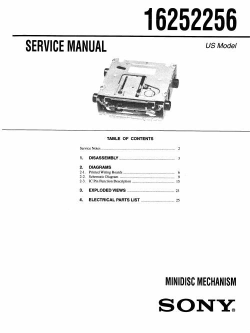 sony 16252256 service manual