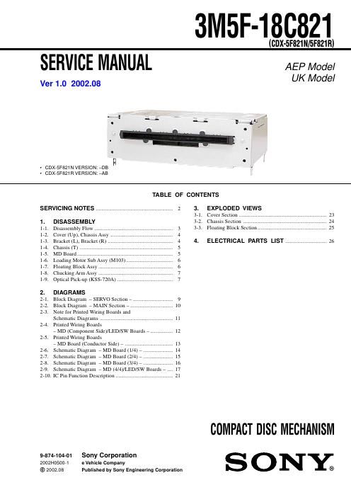 sony 3m5f 18 c 821 service manual