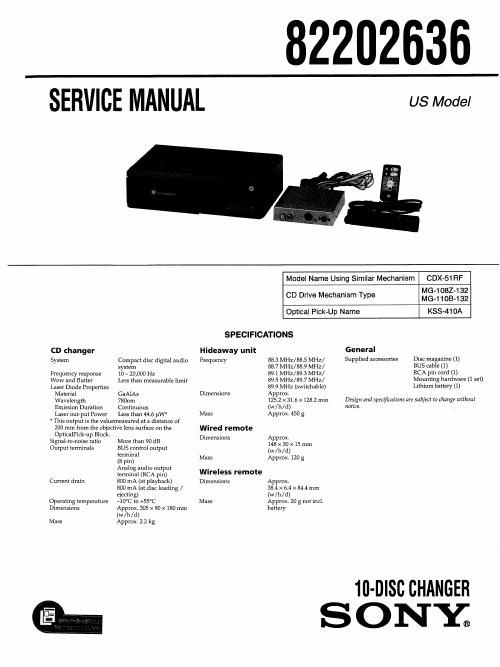 sony 82202636 service manual