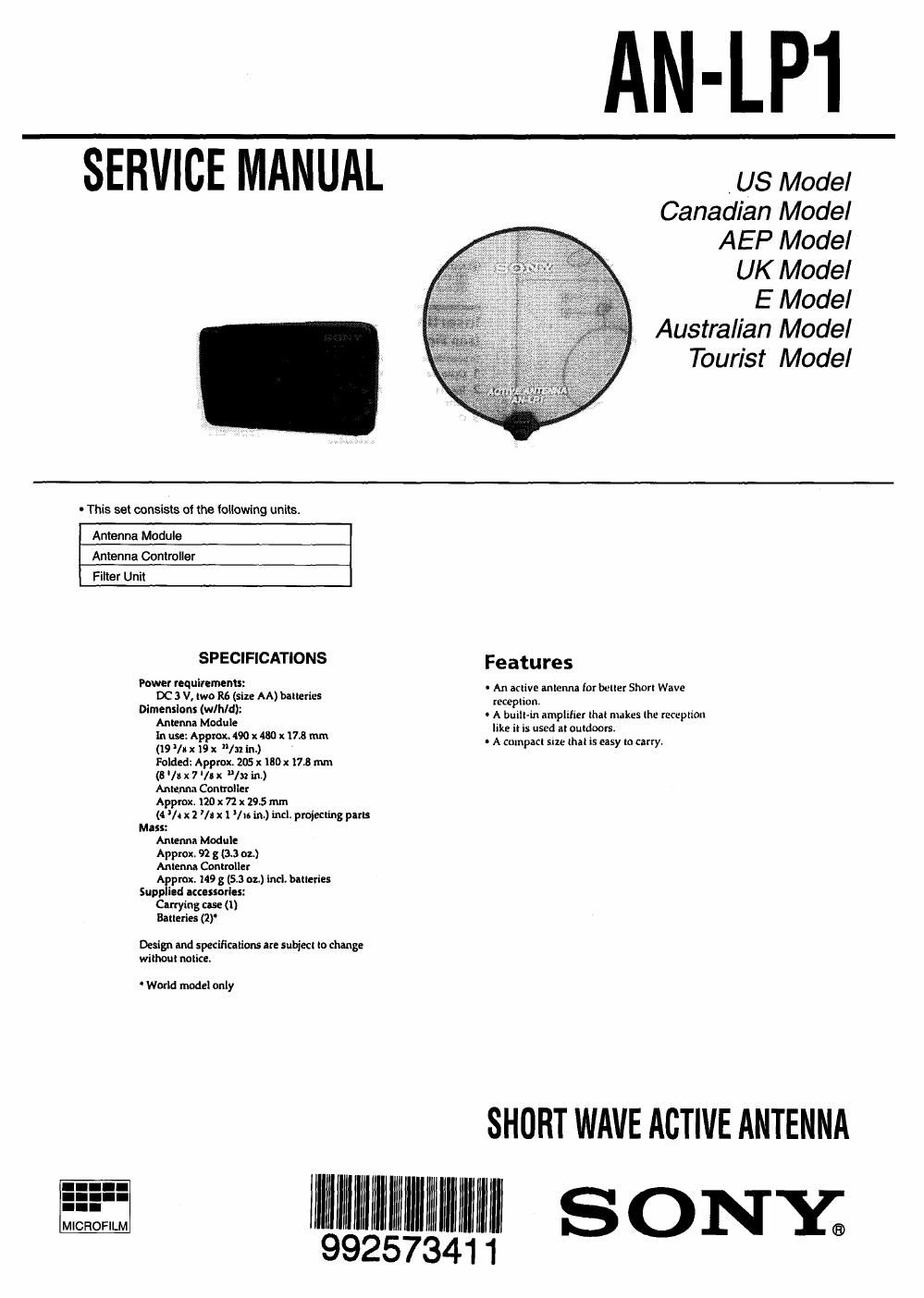 sony an lp 1 service manual