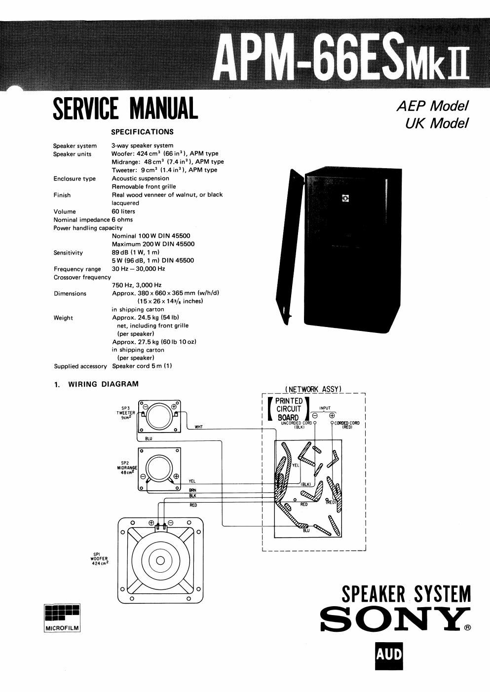 sony apm 66 es mk2 service manual
