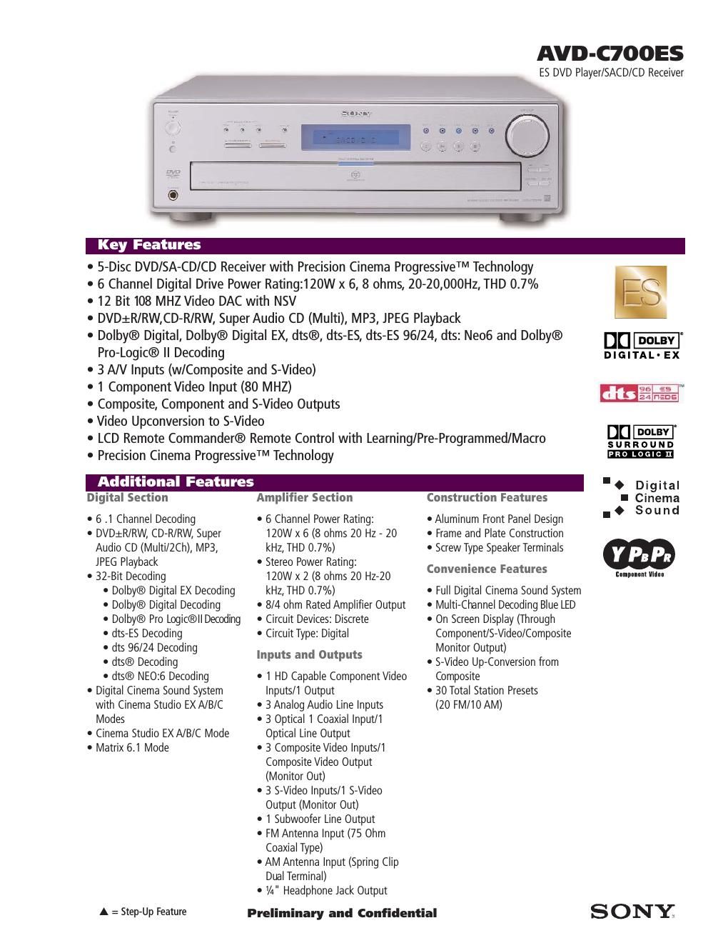 sony avd c 700 es owners manual