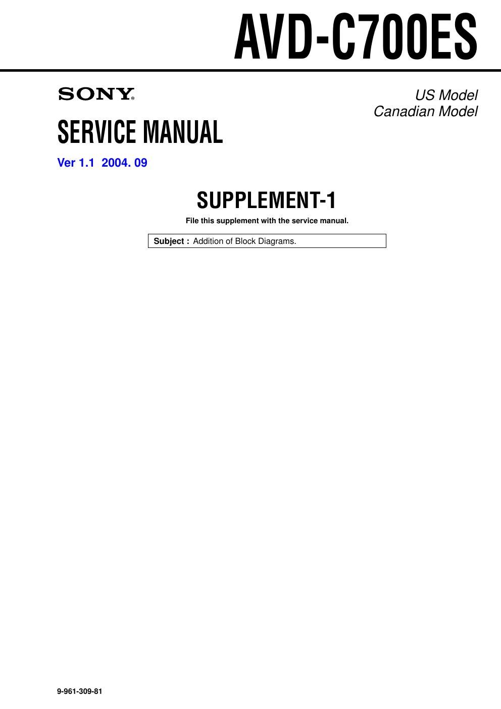 sony avd c 700 es service manual