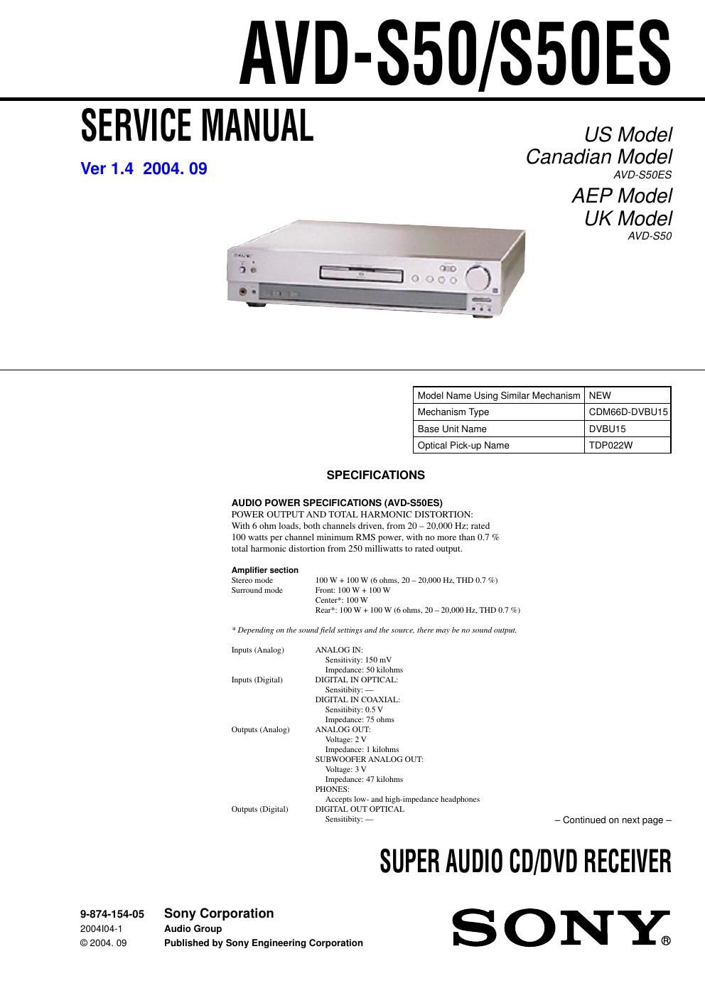 sony avd s 50 service manual