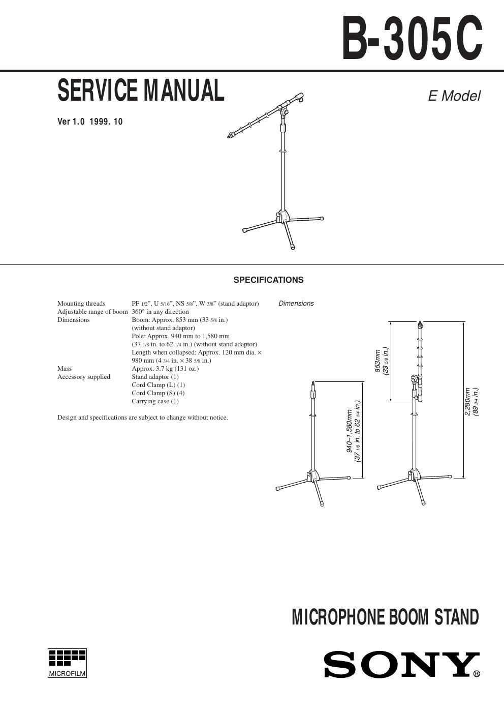 sony b 305 c service manual