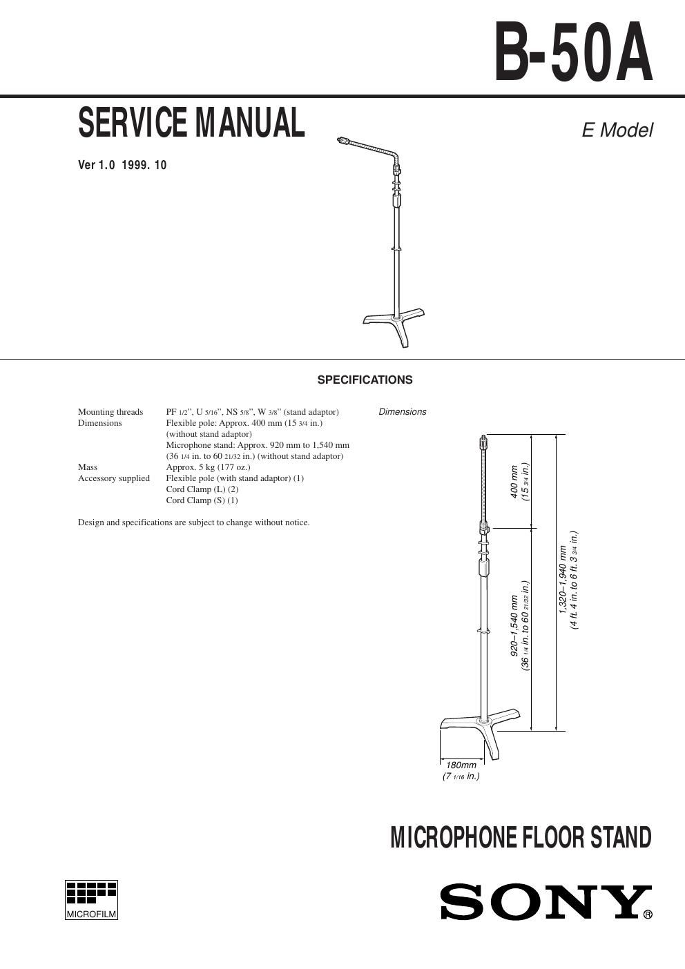 sony b 50 a service manual