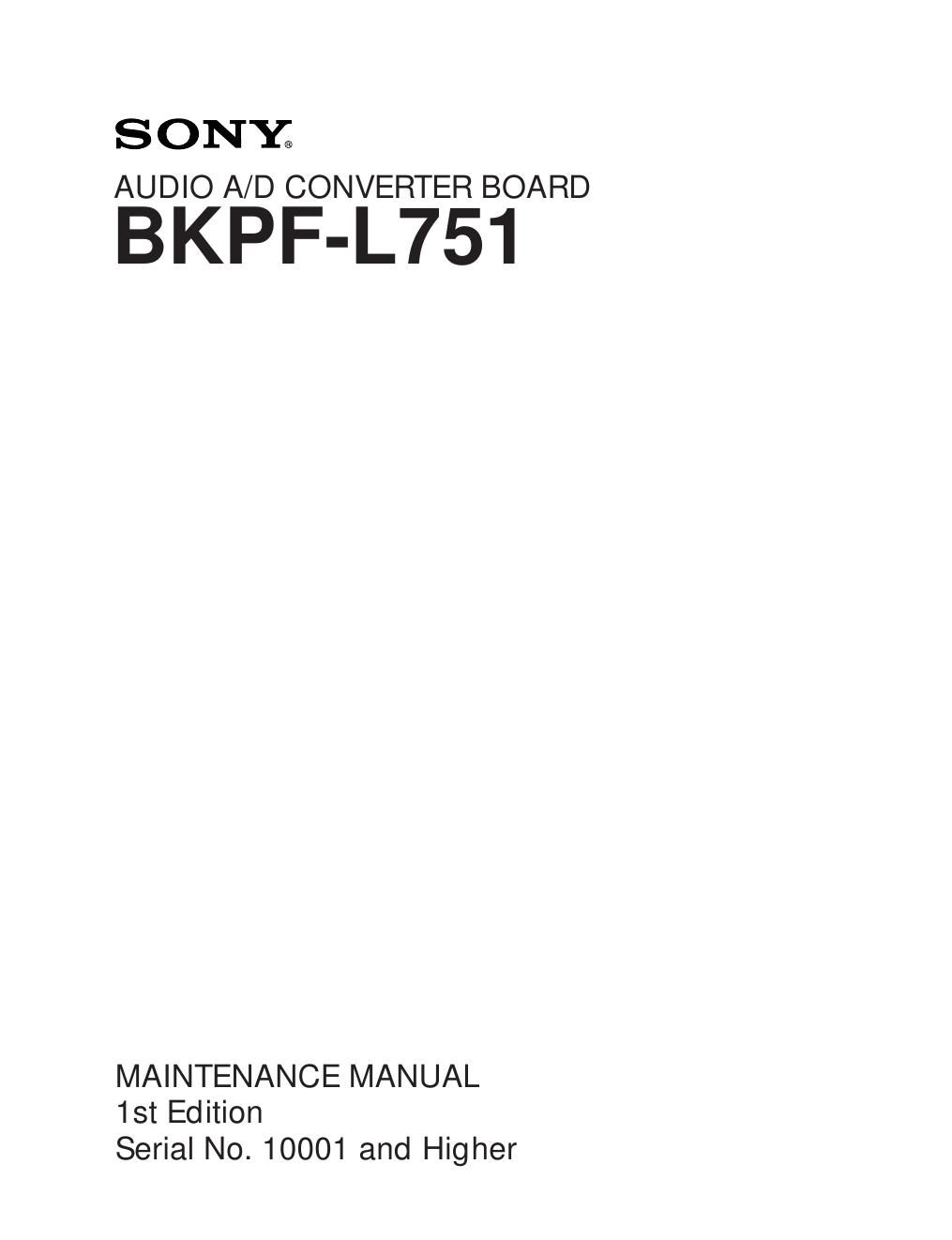 sony bkpfl 751 service manual