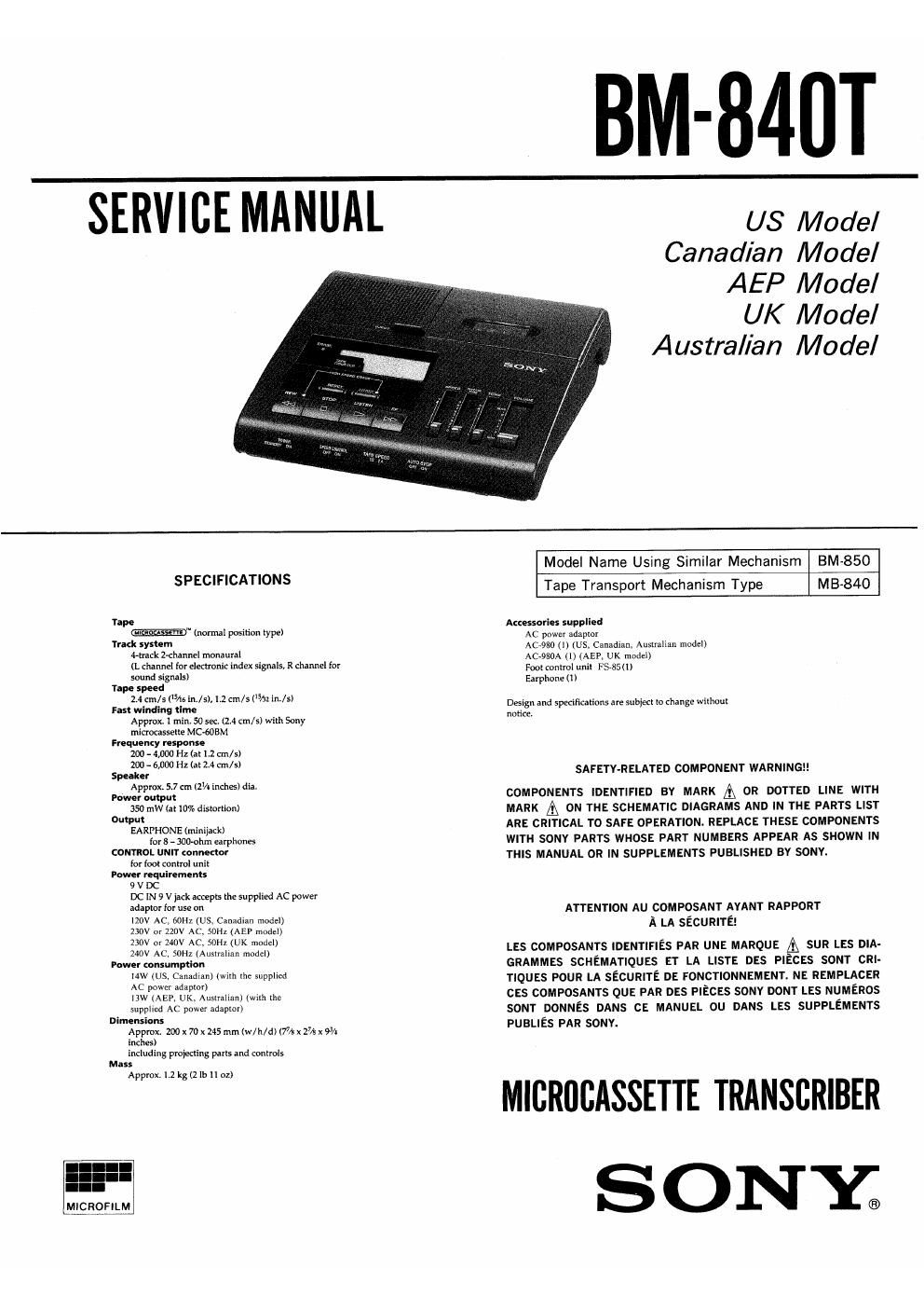 sony bm 840 t service manual
