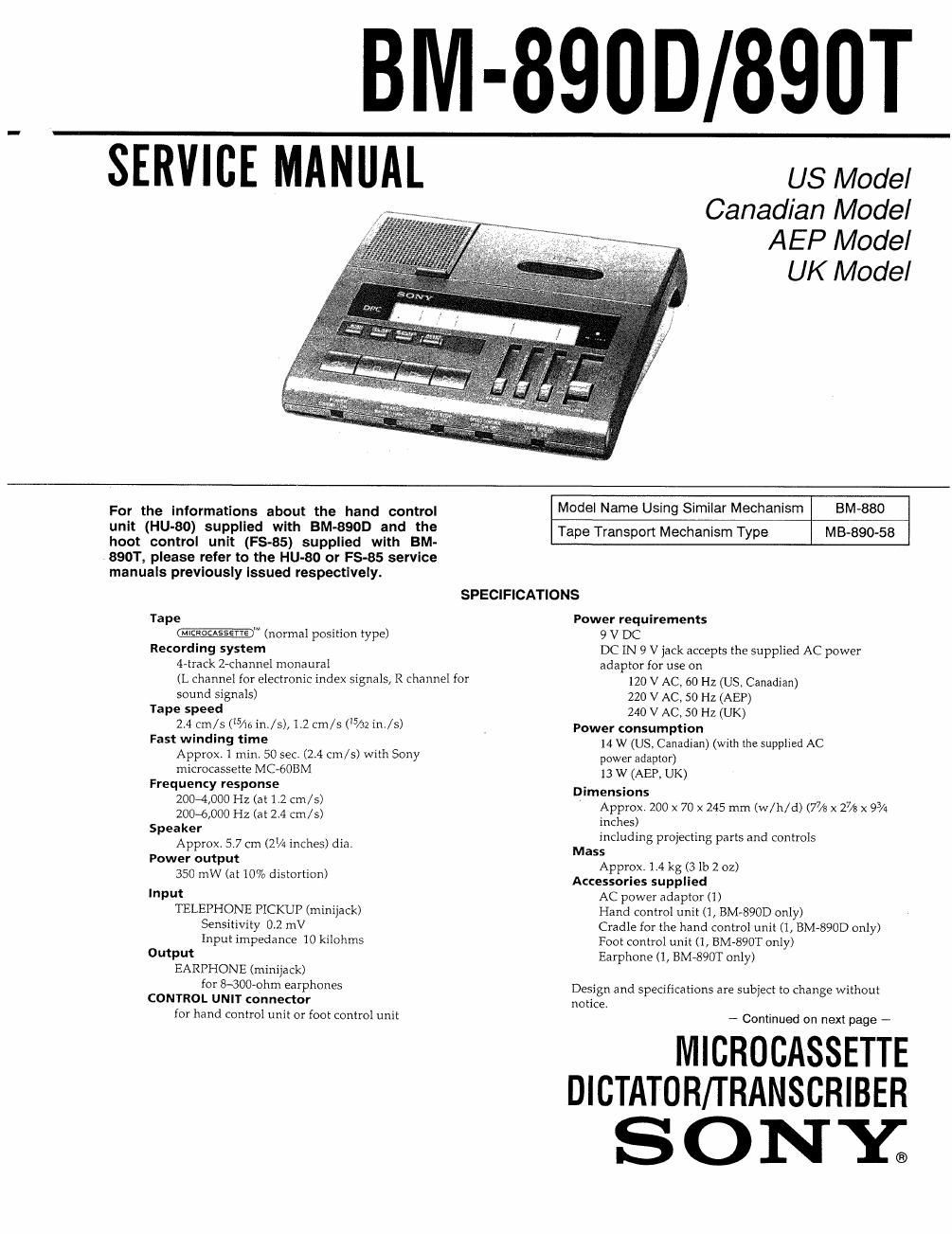 sony bm 890 d service manual