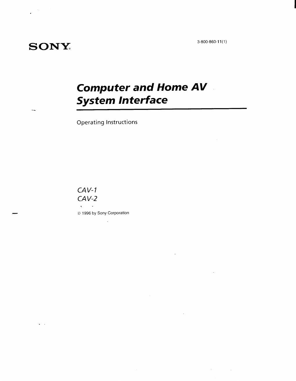 sony cav 2 owners manual