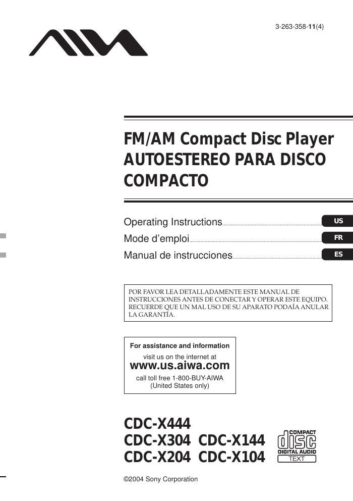 sony cdc x 204 owners manual