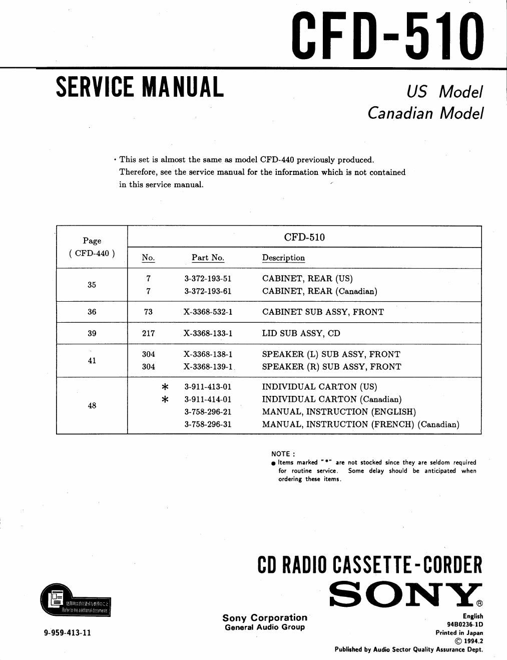 sony cfd 510