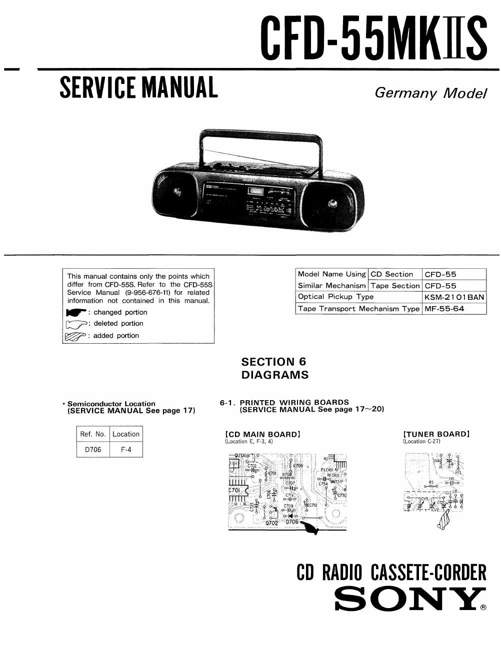 sony cfd 55 mk2 service manual