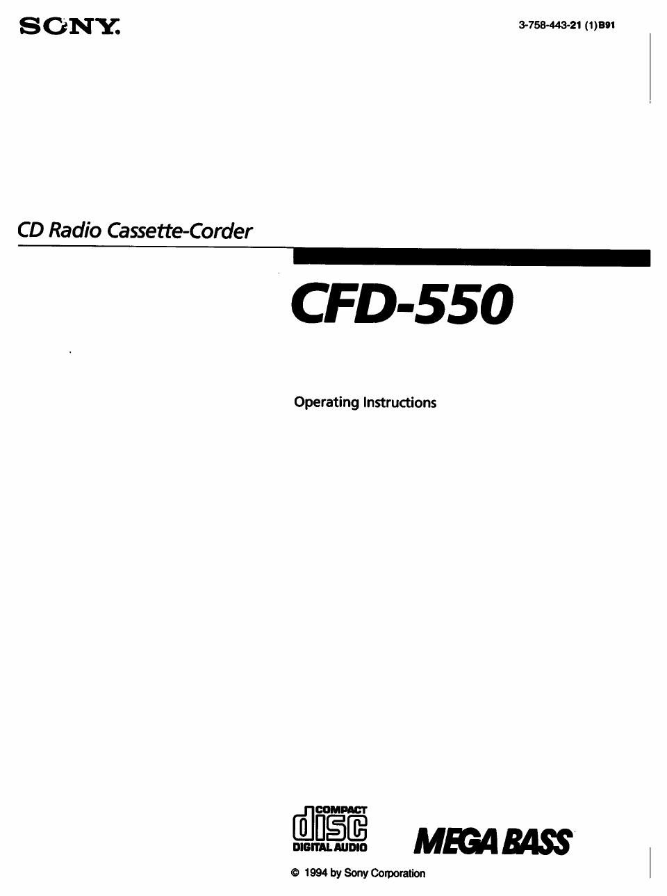 sony cfd 550 owners manual