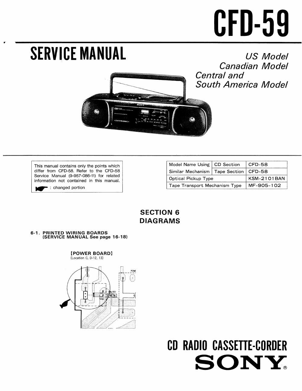 sony cfd 59 service manual
