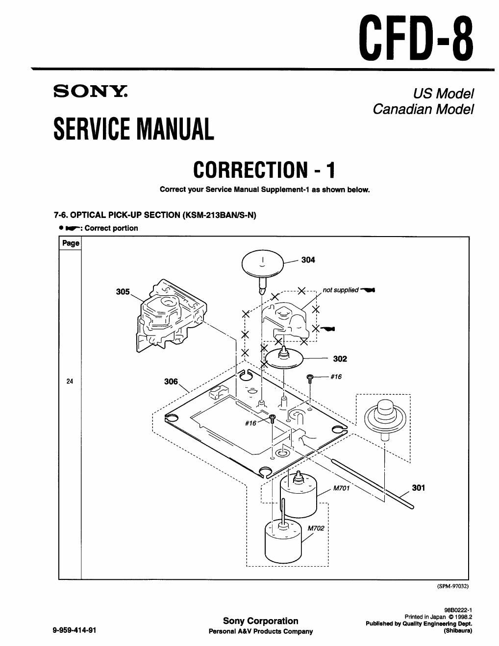 sony cfd 8 service manual