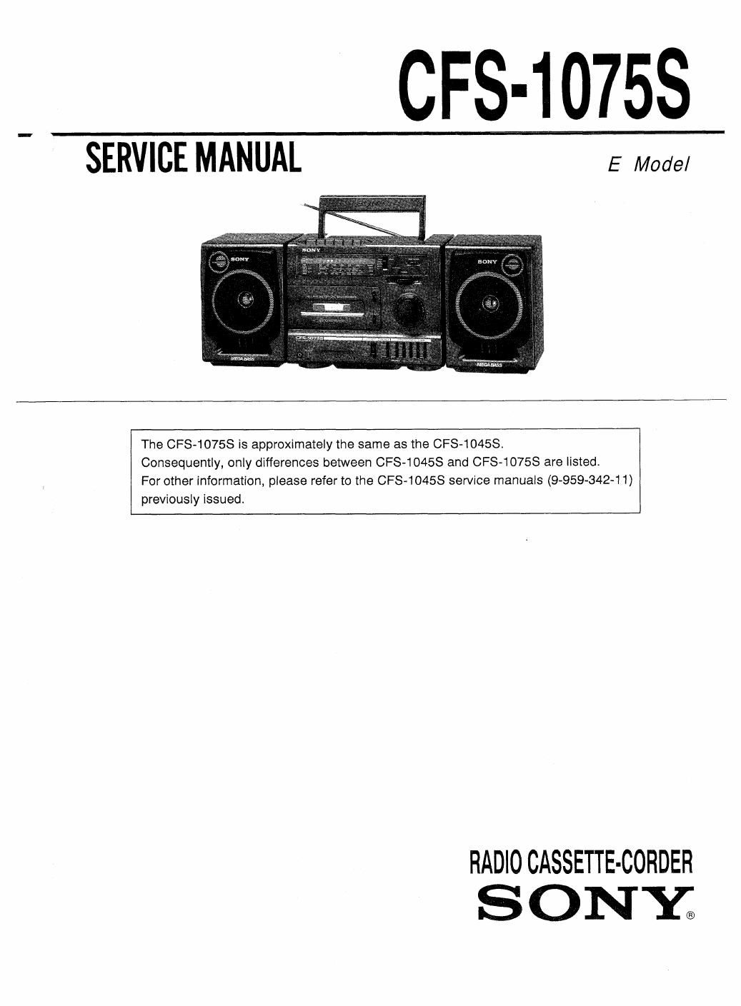 sony cfs 1075 s service manual